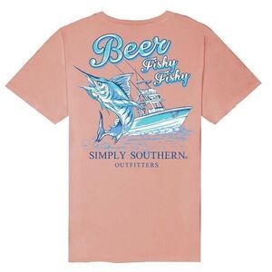 NWT Simply Southern Beer Fishy‎ Fishy Marlin Short Sleeve Cocktail Pink XXL